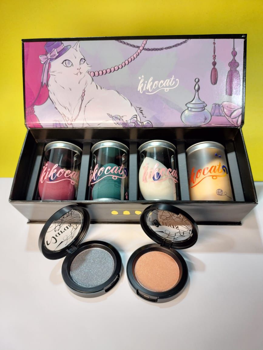 Gift Packing Luxury Velvet Makeup Puff Set – FREE 2 Eyeshadows | Premium Packaging 🎀